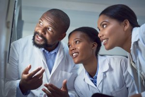 Group of scientists conducting research in a laboratory