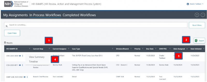 Completed Workflows HR-RAMPS