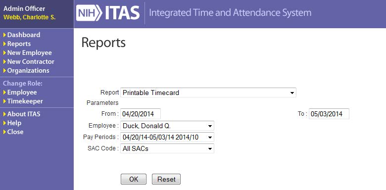 ITAS reports screen four